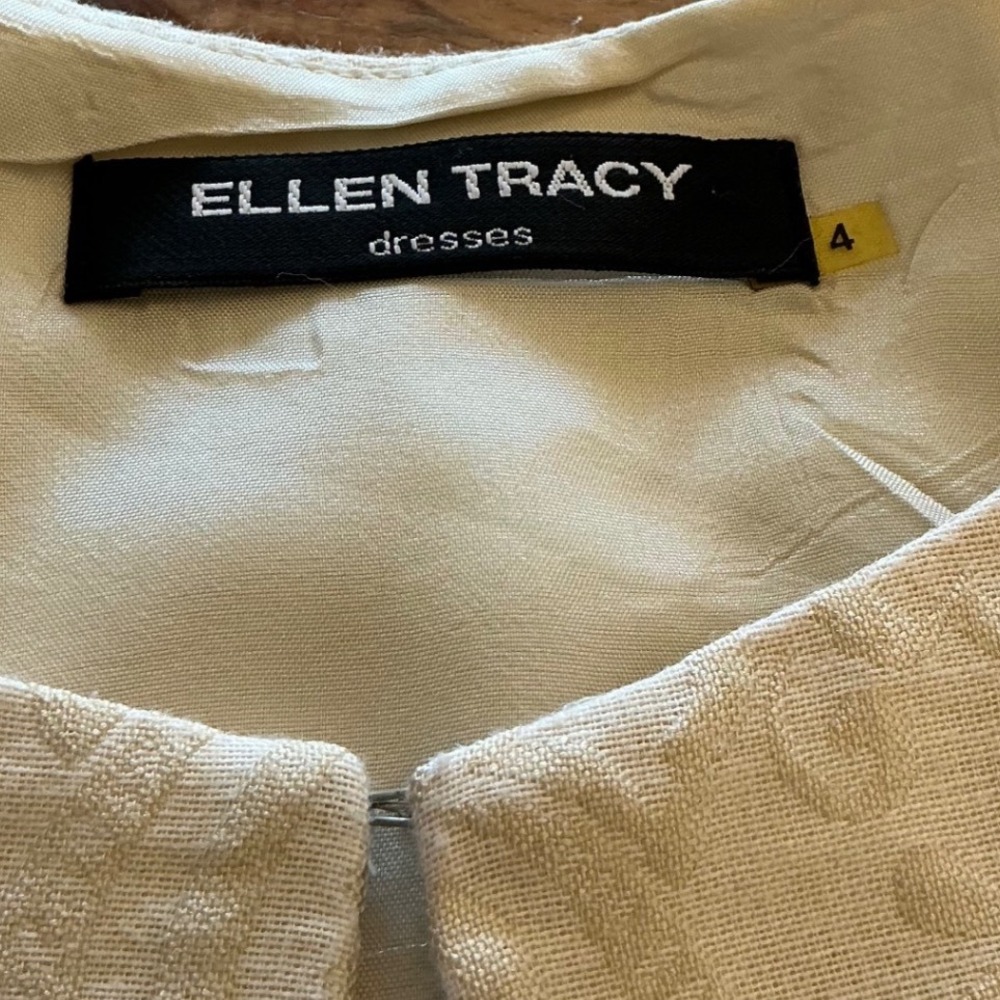 Ellen Tracy Cream Jacquard Cropped Bolero Shrug Jacket Wide 3/4 Sleeve Womens 4 - Picture 3 of 11